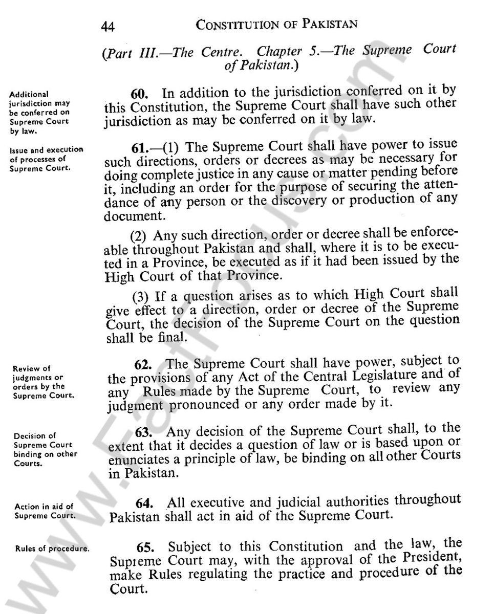 AsifIhcba's tweet photo. @HasnaatMalik Prior to 1962 powers regarding framing rules by SC were lying with parliament, but the Constitution 1962 withdrawn such powers from parliament and empowered the SC to frame it's own rules. https://t.co/5iDZ43TtxU