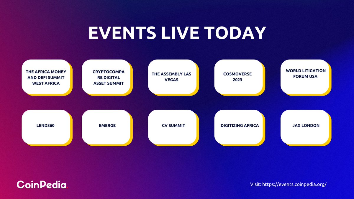 CoinpediaEvents's tweet photo. 🚀 Exciting Events Are Happening Now! 🚀

🚀Dive into the latest in #blockchain #finance #technology
@jaxlondon @confer_global @lend360 @EmergeConfHQ @CV_Labs @worldlitigation @CCData_io @CosmoverseHQ
🌐Tune in now! 
https://t.co/RRmHZ0AiYR
#EventsToday #Blockchain #Finance #Tech https://t.co/4yUJEIY54C