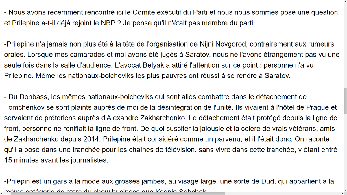 JosDomi77504002's tweet photo. #Limonov #Prilepine
Réservé aux connaisseurs.
Impitoyable jusqu'à la fin, le 11 mars 2020 (6 jours avant sa mort), Édouard Limonov s'en est pris violemment à Zakhar Prilepine, qui s'était toujours considéré son disciple.
Imparfaitement traduit pas Google Trad, mais on comprend. https://t.co/RglNOcZMPS