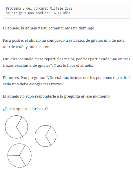 DimatesUA's tweet photo. Ya está disponible la solución de #LosProblemasDeDimates #317:
➡️ Problema 2 #Olitele 2022
📷 Repartiendo el postre
https://t.co/ojqn7rDAhj
@RobSelGom
@OMErsme
@rmtnezcalafat
@EstalmatCV
@RealSocMatEsp
@Dimatematicas https://t.co/z2VgOviV9u