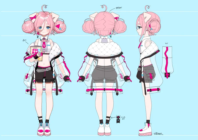   骨抜き豚さんの キャラクターデザインを 制作させていただきました サイバーで食いしん坊な子豚ちゃんです   