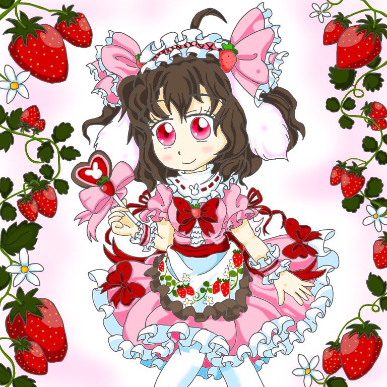 看板イラストみたいになってる絵
4、5年前に描いた🍓てゐ