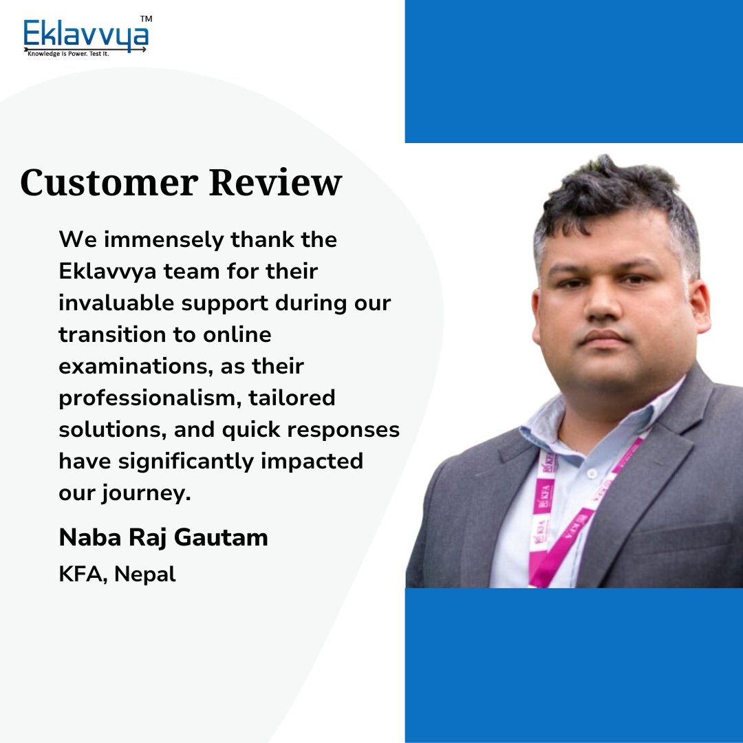 🌟 When trust meets excellence, magic happens! ✨

When we receive feedback like this, it warms our hearts. Naba Raj Gautam, KFA Nepal, shared their experience, and we're touched by their trust in us.
.
#EklavvyaSuccess #EducationTech #OnlineAssessment #EducationTechnology