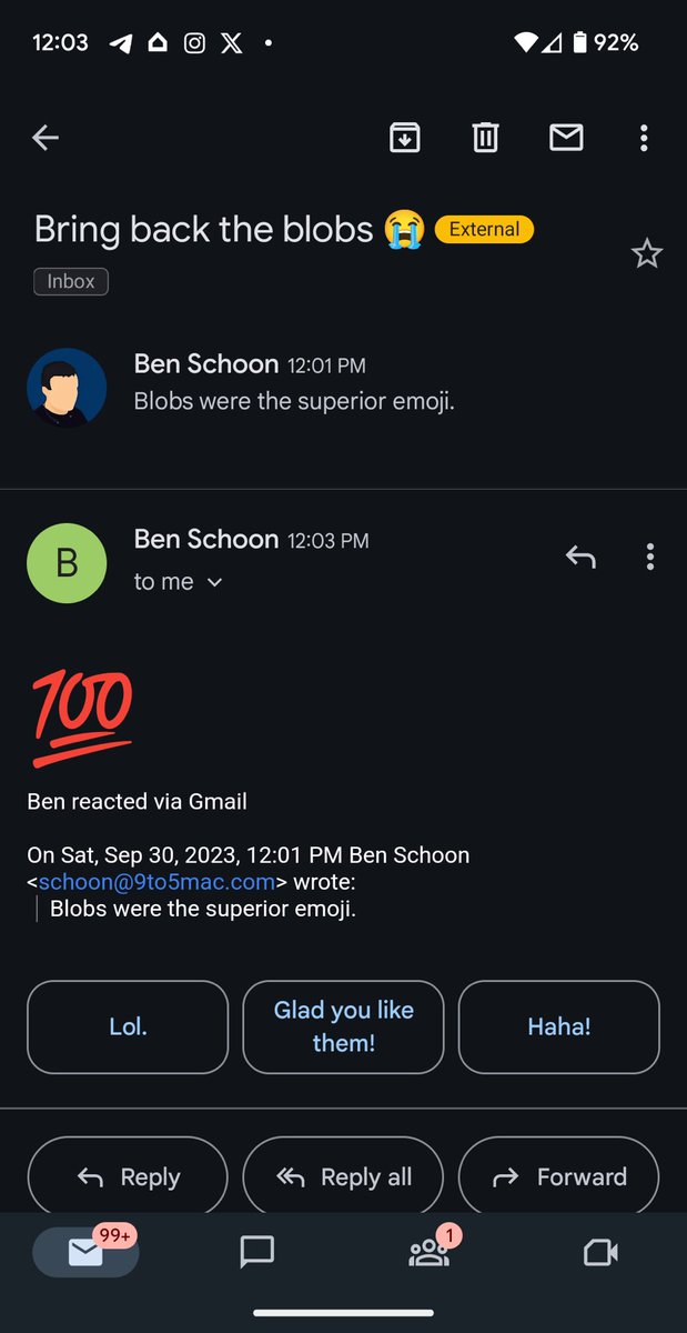 fvayas_'s tweet photo. ✅ Así es como funcionarán las reacciones de emoji en Gmail…. 

No hace mucho se descubrió que Google está trabajando para llevar las reacciones de los emojis a Gmail. La función aún no está disponible, pero en Android, podemos adelantarnos a una visión temprana a la función. https://t.co/i87CRUaBD5