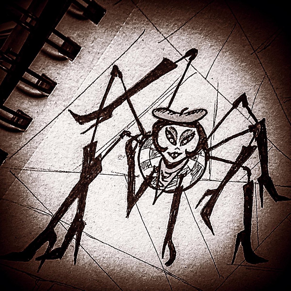 lisathegeekmom's tweet photo. #Inktober2023
#inktoberday2 
#spiders

#MissSpider speaking on behalf of spiders:

“I am not loved at all. And yet I do nothing but good. All day long I catch flies and mosquitos in my webs. I am a decent person.”

#RoaldDahl #jamesandthegiantpeach 
#doodles https://t.co/nnBAQVv1PZ