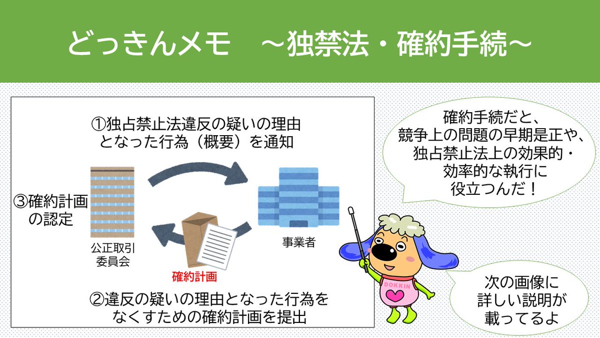 どっきんメモ -独禁法 #確約手続-】 「確約手続」は #独占禁止法 違反 