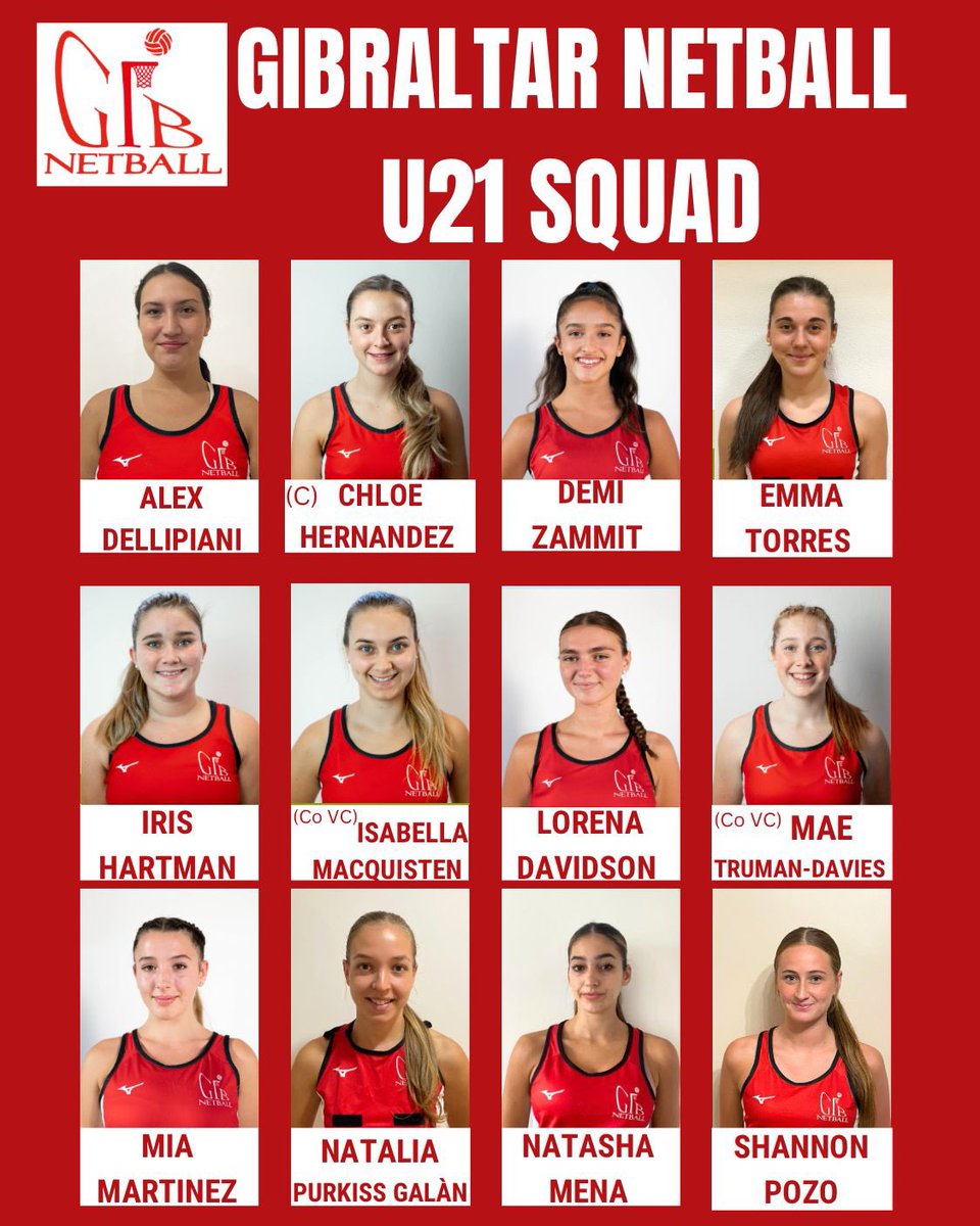 Gib_Netball's tweet photo. ‼️Squad Update and Europe Netball information ‼️

Alex Dellipiani has been called up to the squad after Lucia Olivera suffered an  injury last week. Congratulations to Alex and all the best to Lucia in her recovery!

#GibNetball #StrongerTogether #U21s 

1/2 https://t.co/IyYYFGa1q2