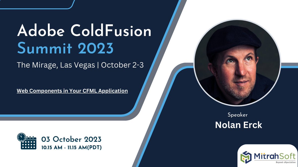 Web Components in Your #CFML Application by <a href="/nolanerck/">Nolan Erck (he/him)</a> at 10.15 AM - 11.15 AM(PDT)

#CFSummit2023 #adobe #coldfusion #cf2023 #innovation #summit #cfsummit #webapps #LasVegas
