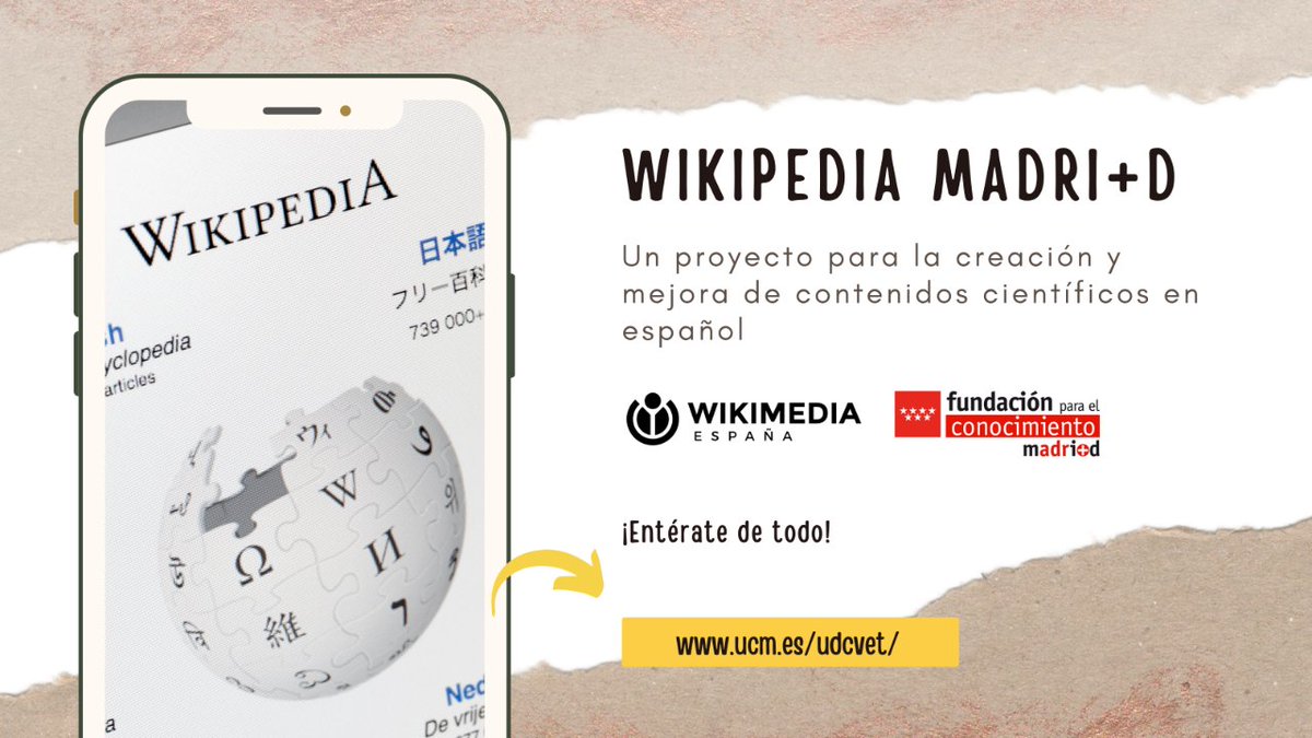 VeterinariaUCM's tweet photo. ¿Sabías que participamos mediante @UdcVet en el proyecto @Wikipedia Madri+D?
🎯 Aumentar la calidad de los contenidos científicos
👨💻 #EstuVets y #EstuCyTAs de Grado y Doctorado investigan términos
👩🏫 Profes "wikitutoras" supervisan el contenido
Info 👀➡ https://t.co/B36urOKltM https://t.co/5I8x1yYti6