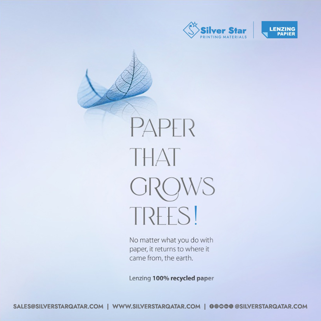 PAPER THAT GROWS TREES!
.
.
.
.
.
.
.
.
.
.
#lenzingpaper #sustainablepaper #recycledpaper #Designinspiration #GraphicDesigner #CreativeDesigner #CreativeDirector #Artist #ChoosePaper #CreativePapers #Qualitypaper #Designers #Printers #silverstarqatar