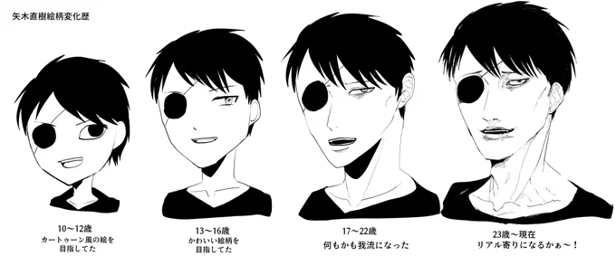 絵柄、絵を描き始めてから結構何度か変わってる。 