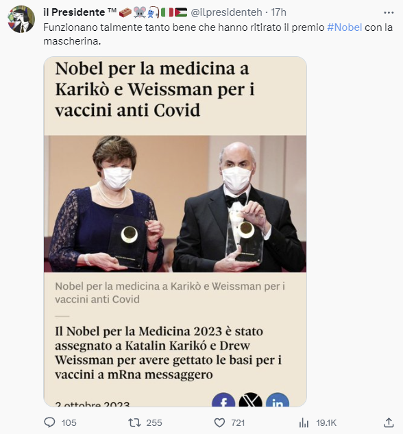AlanPanassiti's tweet image. Poi c'è il momento dei cazzari che divulgano una foto dei due vincitori, convinti che abbiano già ritirato il premio con la #mascherina. 
Non sono gli unici, ma le diffusioni partono da loro.
Beh, nella foto è il Japanprize del 2022 3/5