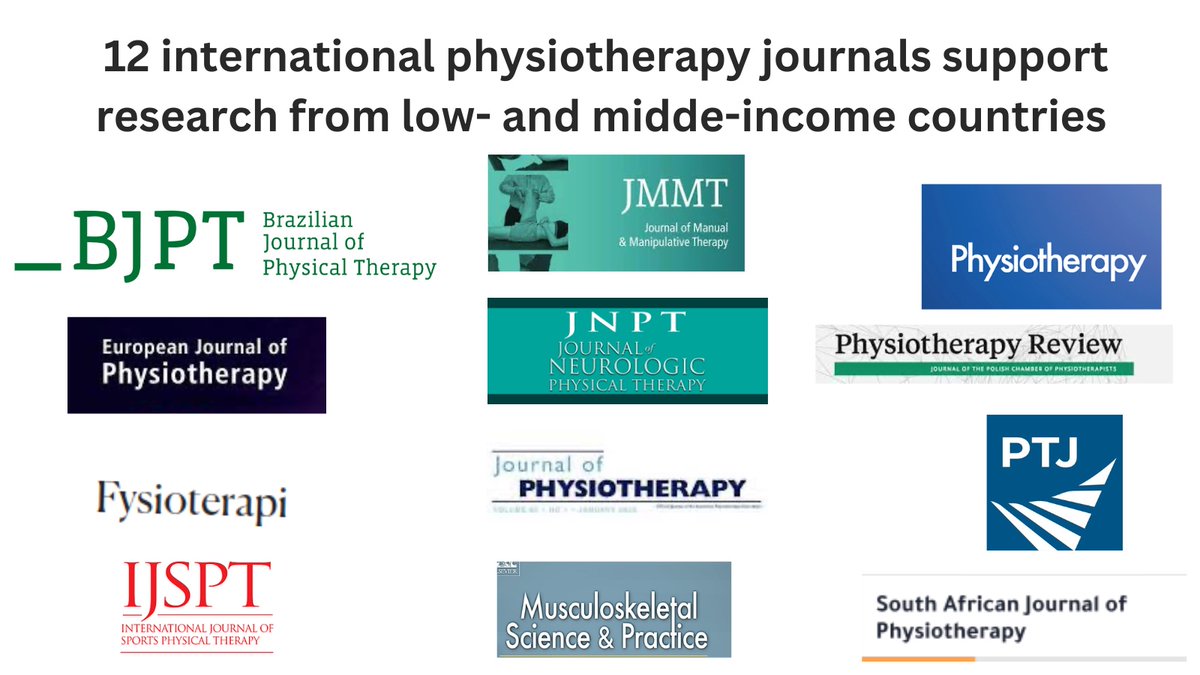 🔥12 international physiotherapy journals support equity in academic publishing. 

They support research from low- and middle-income countries (LMICs). 

Read some barriers and strategies to supporting research from LMICs in this joint editorial. 
doi.org/10.1016/j.bjpt…
[🧵1/8]