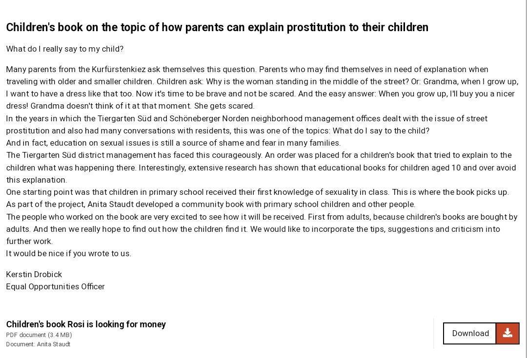 WomenReadWomen's tweet photo. @snopes The article is correct. Snopes is wrong.

The book was available for years on Berlin's website, and was pulled following criticism after the article was published.

An archived link shows the pdf clearly available to the public, aimed at children 6 - 12.

https://t.co/onPTO1qKYL https://t.co/ylia3UMrkB