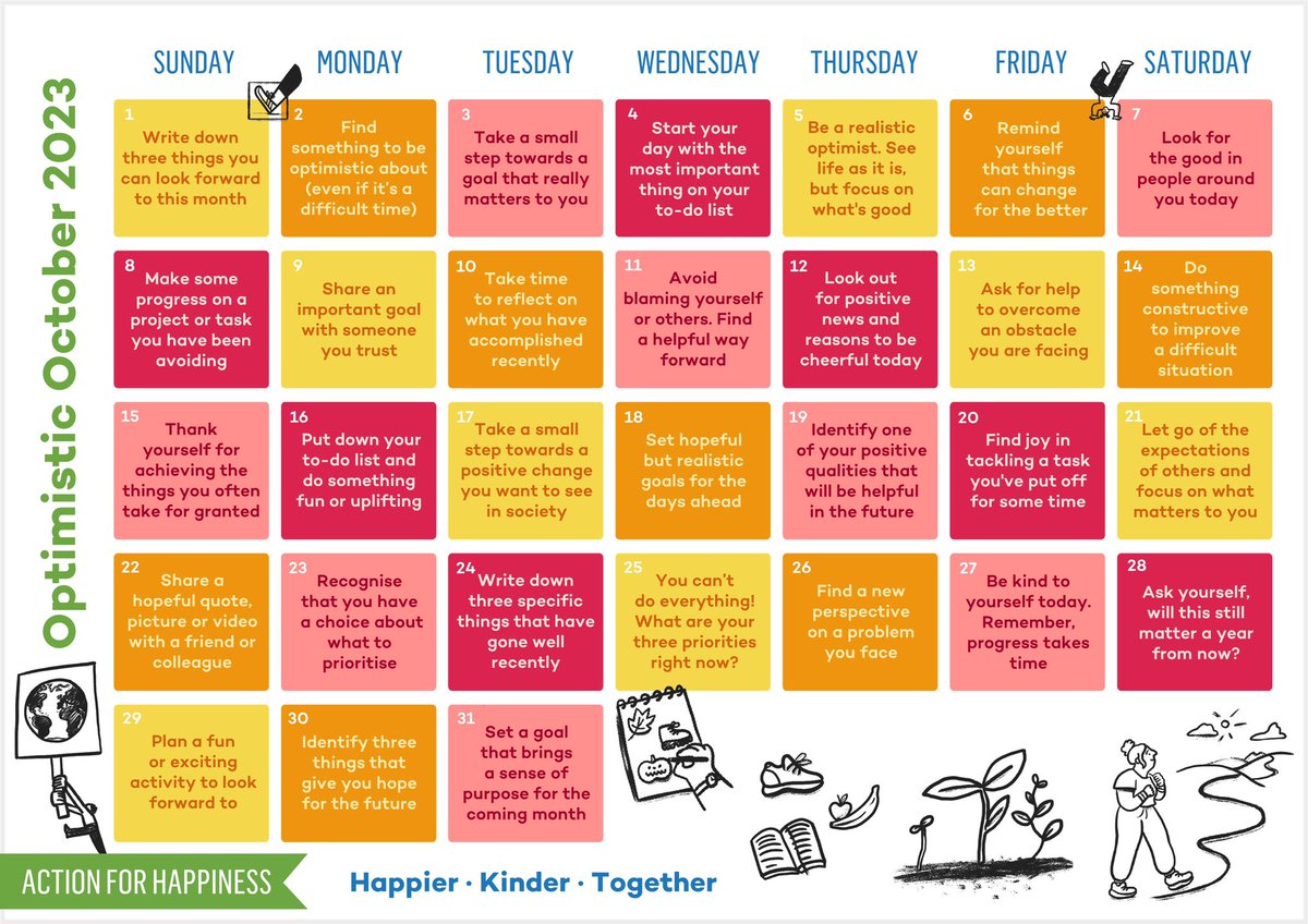 Optimistic October - Day 3: Take a small step towards a goal that really matters to you actionforhappiness.org/optimistic-oct… #OptimisticOctober