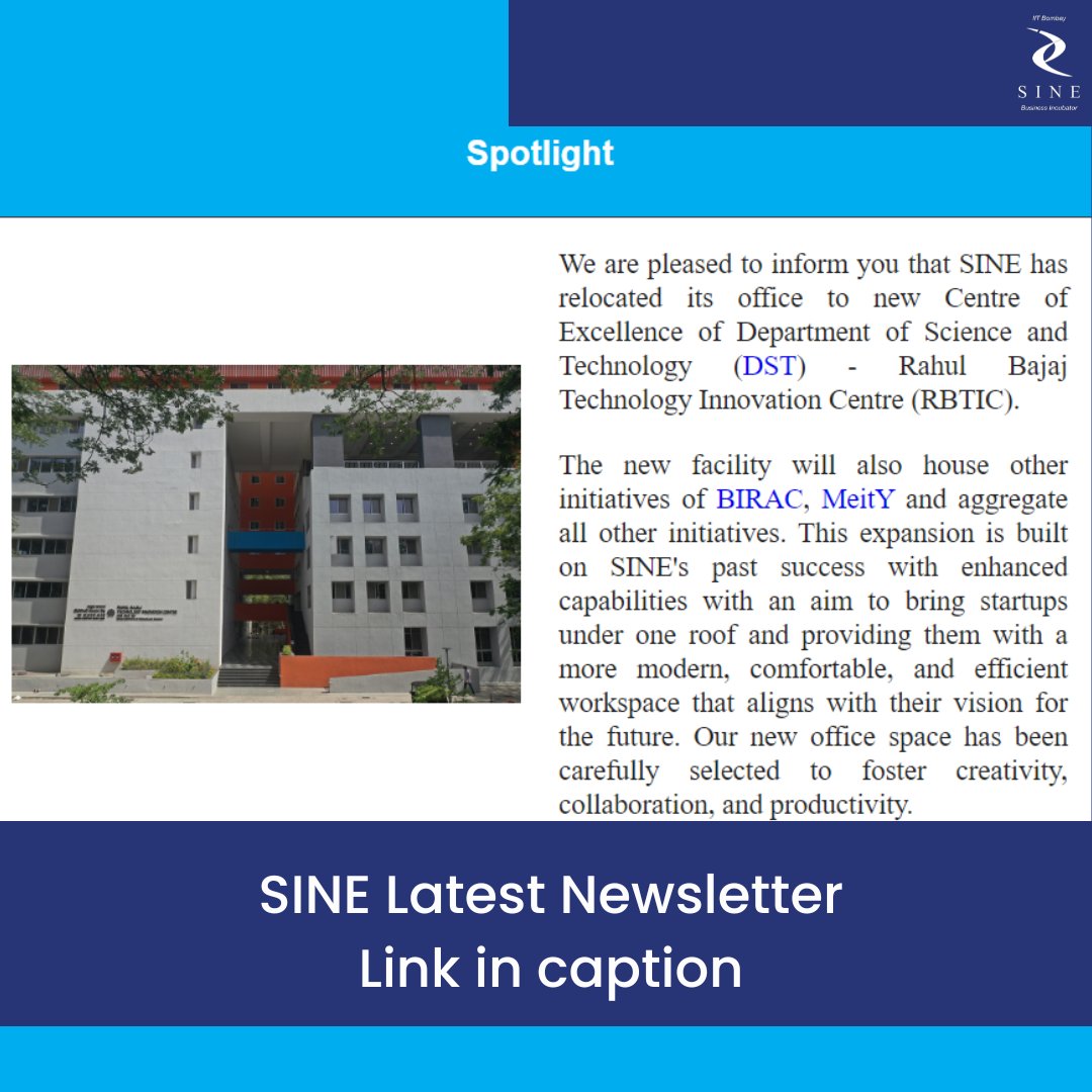 Sign Up for our newsletter to get the latest updates #SINENewsletter

Read Newsletter:
newsletter.sineiitb.org

#Newsletter #SINEupdates #LatestUpdates #TechnologyBusinessIncubator #StartupIndia #StartupCommunity #entrepreneurship