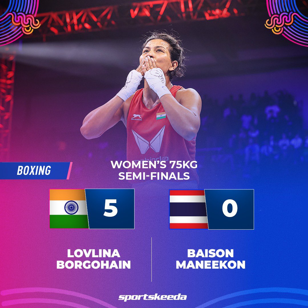 🥊 BOXING

Current World Champion, Lovlina Borgohain (75kg) stormed into the FINAL at the Asian Games 2022!👏🇮🇳⚡️

With this win, she confirmed her 2024 Paris Olympics quota!🗼

Go for the Gold, champ!🏅

#AsianGames2022 #AsianGames #SKIndianSports #Boxing