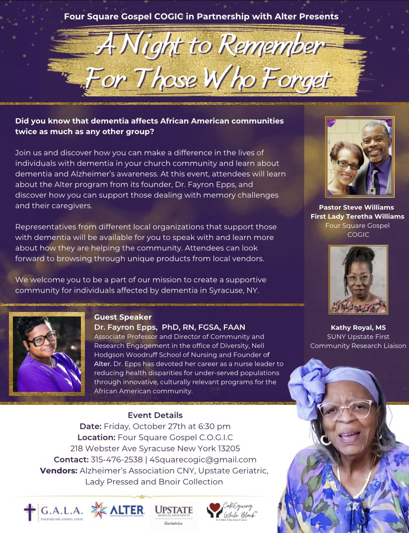 Looking 4ward to joining my <a href="/AlterDementia/">Alter: Inspiring & Equipping Faith Communities</a> church partner. If you are in the Syracuse area, please join us.