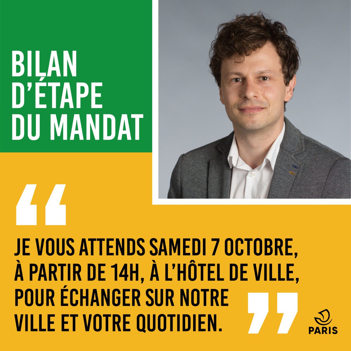 📅 Après 3 ans de mandat, quel bilan pour <a href="/Paris/">Paris</a> ?

L’équipe municipale vous donne rdv le 7/10 à l'Hôtel de Ville, ce sera l'occasion pour moi de vous présenter et de discuter de nos réalisations pour l’économie engagée.

Plus d'infos⬇️
paris.fr/evenements/bil…