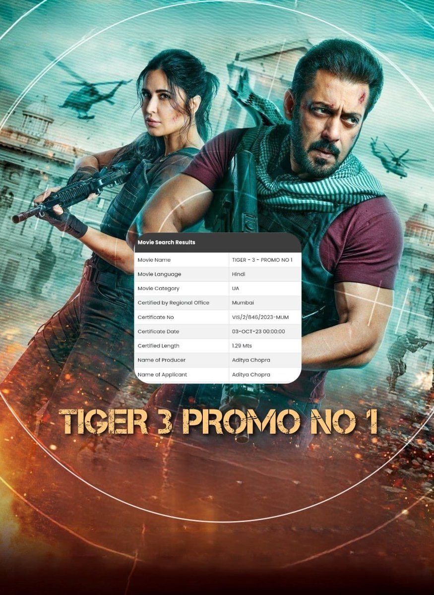 He is coming 🔥🔥🔥...new action packed promo of #Tiger3 releasing very soon 🥵🥵🥵🥵... Superb promotional strategy by @yrf .. promos -trailer (oct14)- songs....
🔥🔥🔥🔥🔥🔥🔥🔥🔥🔥
