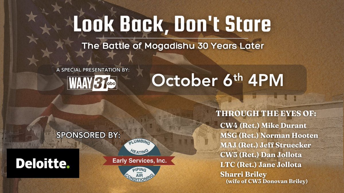 MikeWAAY31's tweet photo. In a time when truth in Journalism is questioned, one project, one story at a time, we promise to change that narrative. @WAAYTV @mariewaxel and so many others detail this event, truly incredible work. Those who survived haven't spoken in detail about Black Hawk down, until now. https://t.co/CLLAGDPzsP
