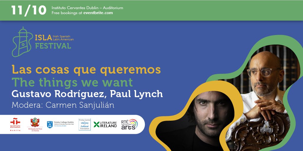 ICDublin's tweet photo. Join "Las cosas que queremos". Discover how authors like Gustavo Rodríguez and @paullynchwriter explore dignity, memory and imagination in their stories. 📚 Moderated by Carmen Sanjulián.
#InstitutoCervantesDublin #islafestival #islafest #literaryfestival #islafest2023 https://t.co/oVQxKekpxd