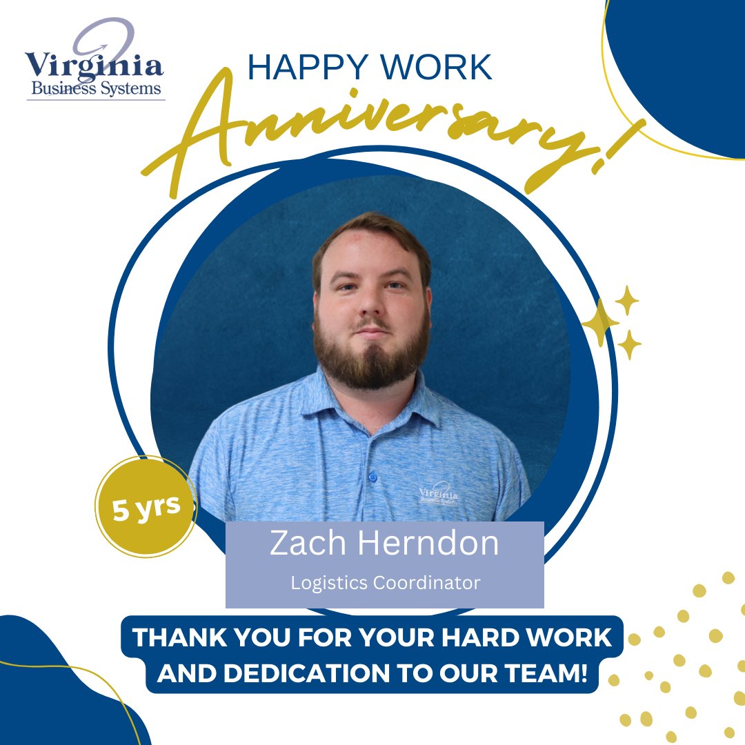 Happy 5 year #workanniversary to Zach! Thank you for all of your hard work and dedication!