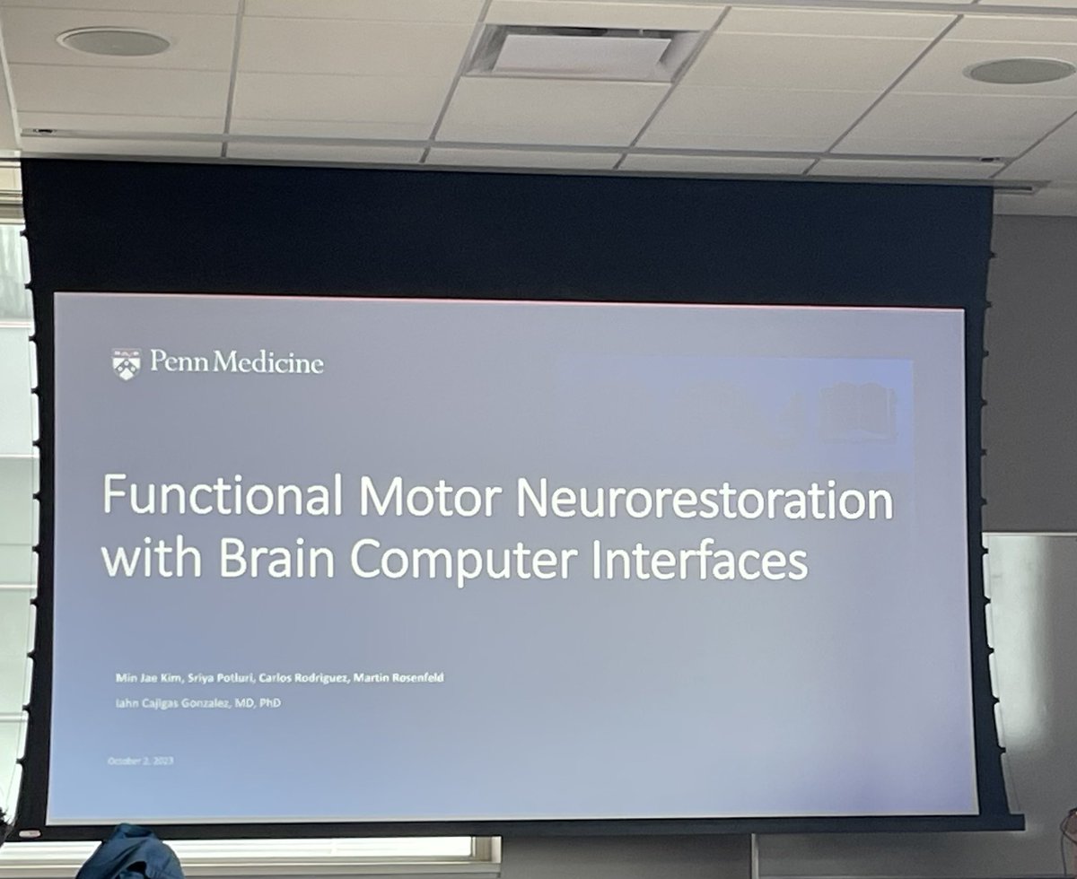 Had a great time discussing Functional Motor Neurorestoration with #BCI with first year #MD #PhD class & future #physician #scientists @PennMedicine @houseofbrass. Phenomenal presentation @minjaekim716, Sriya, Martin, and Carlos! #mentorship @PennNSG @pennbioeng