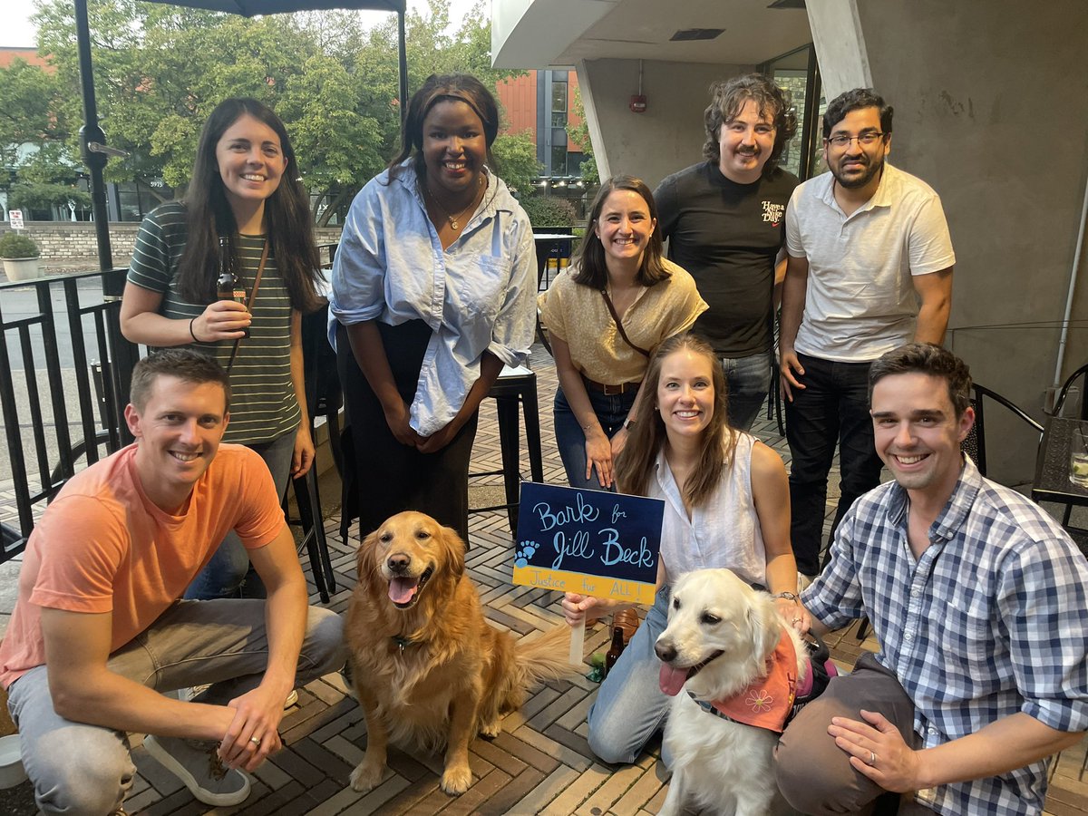ElectJillBeck's tweet photo. Smiles all around at last night’s “Yappy Hour”-and everyone went home with a very tired dog! #JusticeFurAll #BarkForBeck https://t.co/2gdZ4miOIx