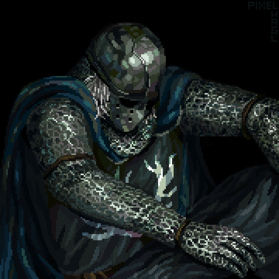 Pixel_Hagl's tweet photo. Creighton the Wanderer from Dark Souls 2 🔥💚
I haven't made DS fanart for a long time 

#pixels #도트 #pixel_art #ArtistOnTwitter #像素画 https://t.co/rz9J6G9lJA