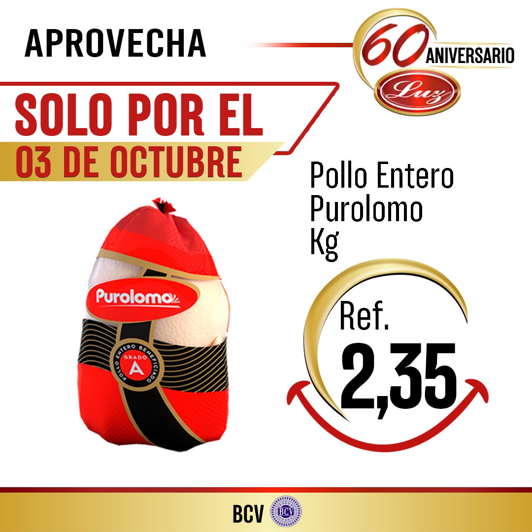 mercadosluzca's tweet photo. Ven y celebra nuestro 60 aniversario con el #SoloPorEl en todas nuestras sucursales y en @luz.quick únicamente el 03 de octubre.

#AutomercadosLuz #LuzQuick #octubre2023 #FestivaldePrecios #descuentos #mercado #promos #market #mall #supermercado #comida #ofertas #promociones https://t.co/3LVXlStwYZ