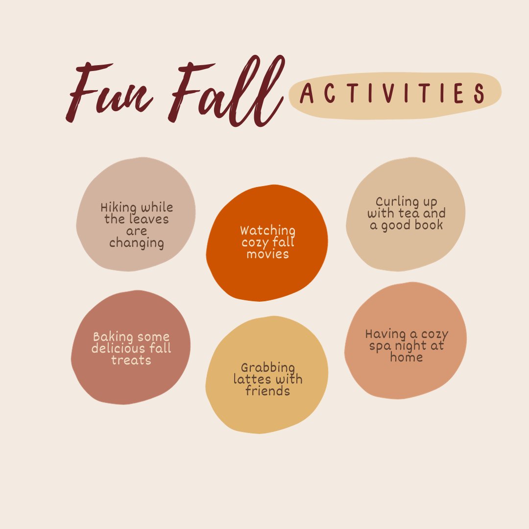 CindyPuckettAgt's tweet photo. Fall Break is upon us! Here is a list of some fun fall activities for you and your loved ones to enjoy! 

#FallBreak #AutumnActivities #CindyPuckettStateFarm https://t.co/WpYHTYIG1K