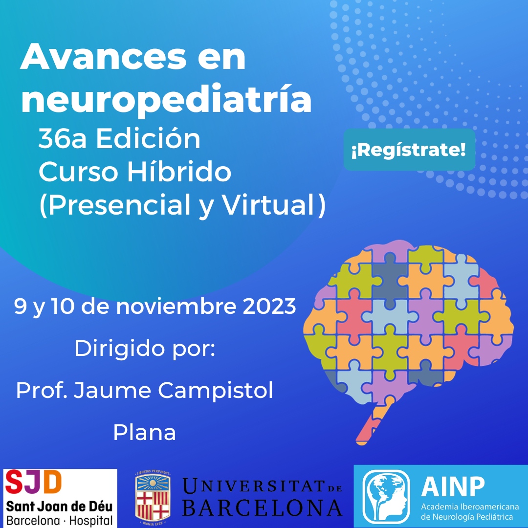 ¡No te pierdas el curso de Avances en Neuropediatría! Esta edición contará con un énfasis especial en la Neurología Neonatal y Novedades de la Neuropediatría. Infórmate y regístrate aquí: rb.gy/qfl20 #Neurología #Neuropediatría #Barcelona #AINP #Pediatría #Brain