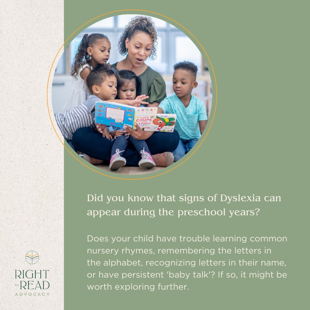 Preschool signs of #Dyslexia? According to @DyslexiaYale: difficulty with nursery rhymes, the alphabet, recognizing letters in their name, or lingering 'baby talk'. It can also run in families. Early detection = better future support!  #EarlySignsOfDyslexia #DyslexiaAwareness