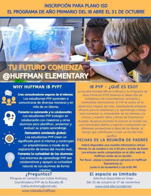 In PISD, your future starts at Huffman Elementary as an IB Scholar! <a href="/Plano_Schools/">Plano ISD</a> #LevelUpPlanoISD