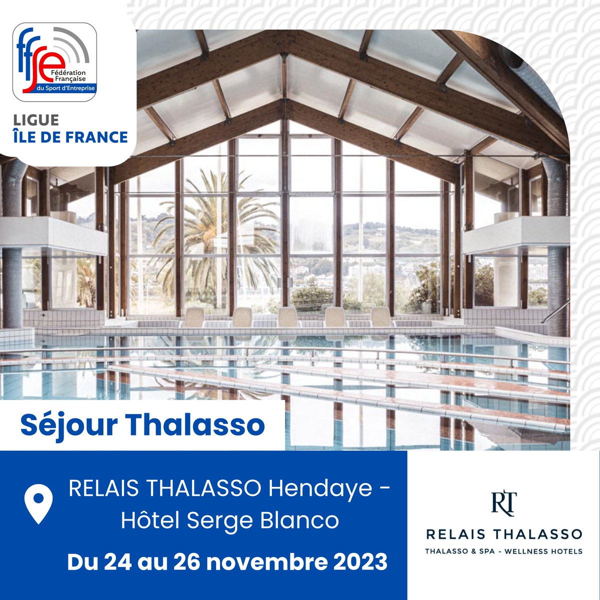 🌊 SÉJOUR THALASSO 🌊

La ligue Île-de-France organise pour la première fois un séjour thalasso de 3 jours sur la Côte Basque à Hendaye. 🔴🟢

Nous espérons vous retrouver nombreux pour cette première édition ! 💪
 
Pour plus d'infos ⬇️
📧 idf@ffse.fr
📞 01 56 64 02 11