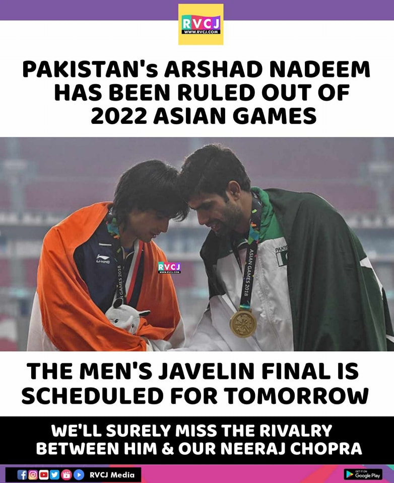 Arshad Nadeem Has Been Ruled Out...
. 
. 
#Pakistan #ArshadNadeem #AsianGames2022