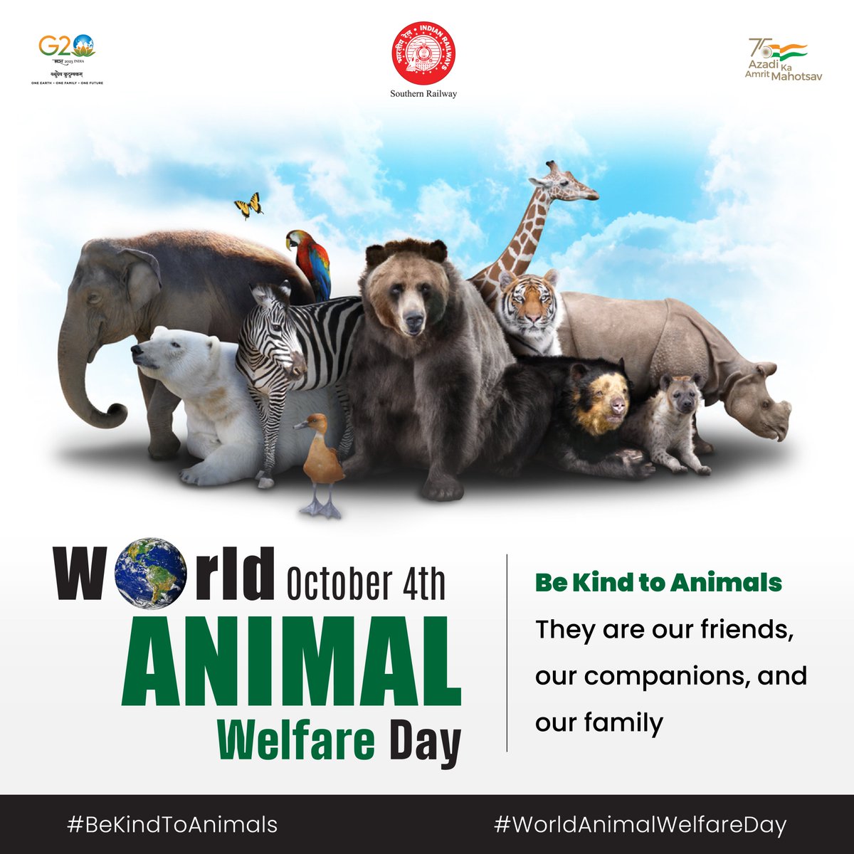 On World Animal Welfare Day, we celebrate the special bond between humans and animals.

We can all make a difference by being kind to the animals in our lives and by supporting organizations that work to protect animals.

#WorldAnimalWelfareDay #BeKindToAnimals #southernrailway