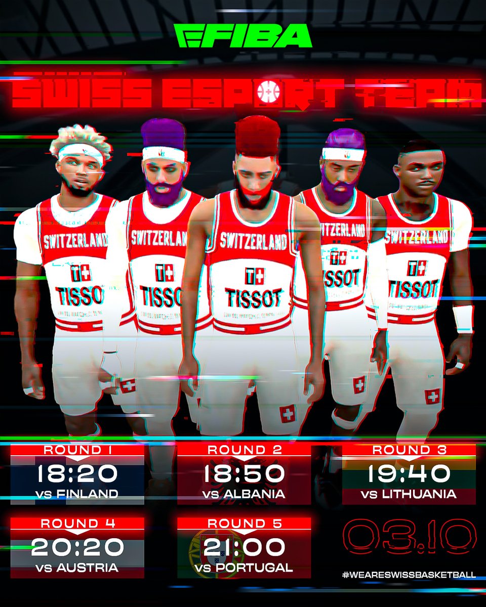 Inepsy - APRAXIA ๐ (@inepsy_apx) on Twitter photo <a href="/eFIBA_official/">eFIBA</a> is HERE!
๐ดLIVE: youtube.com/@SwissBasketbaโฆ
๐จ๐ญRoster: 
PG: <a href="/riha_2k/">FirstClassRiha</a>
SG: @BengalPAIN_
SF: <a href="/TheRanger2k/">TheRanger2k</a>
PF: <a href="/kara_baby12/">kara_baby12๐ฅท๐ผ</a> & <a href="/Dered24_/">Dered24</a>
C: <a href="/AdiiiiG/">AdiiiG</a> & <a href="/Inepsy_APX/">Inepsy - APRAXIA ๐</a> (Captain)
18:20 vs Finland
18:50 vs Albania
19:40 vs Lithuania
20:20 vs Austria
21:00 vs Portugal <a href="/eFIBA_official/">eFIBA</a> is HERE!
๐ดLIVE: youtube.com/@SwissBasketbaโฆ
๐จ๐ญRoster: 
PG: <a href="/riha_2k/">FirstClassRiha</a>
SG: @BengalPAIN_
SF: <a href="/TheRanger2k/">TheRanger2k</a>
PF: <a href="/kara_baby12/">kara_baby12๐ฅท๐ผ</a> & <a href="/Dered24_/">Dered24</a>
C: <a href="/AdiiiiG/">AdiiiG</a> & <a href="/Inepsy_APX/">Inepsy - APRAXIA ๐</a> (Captain)
18:20 vs Finland
18:50 vs Albania
19:40 vs Lithuania
20:20 vs Austria
21:00 vs Portugal