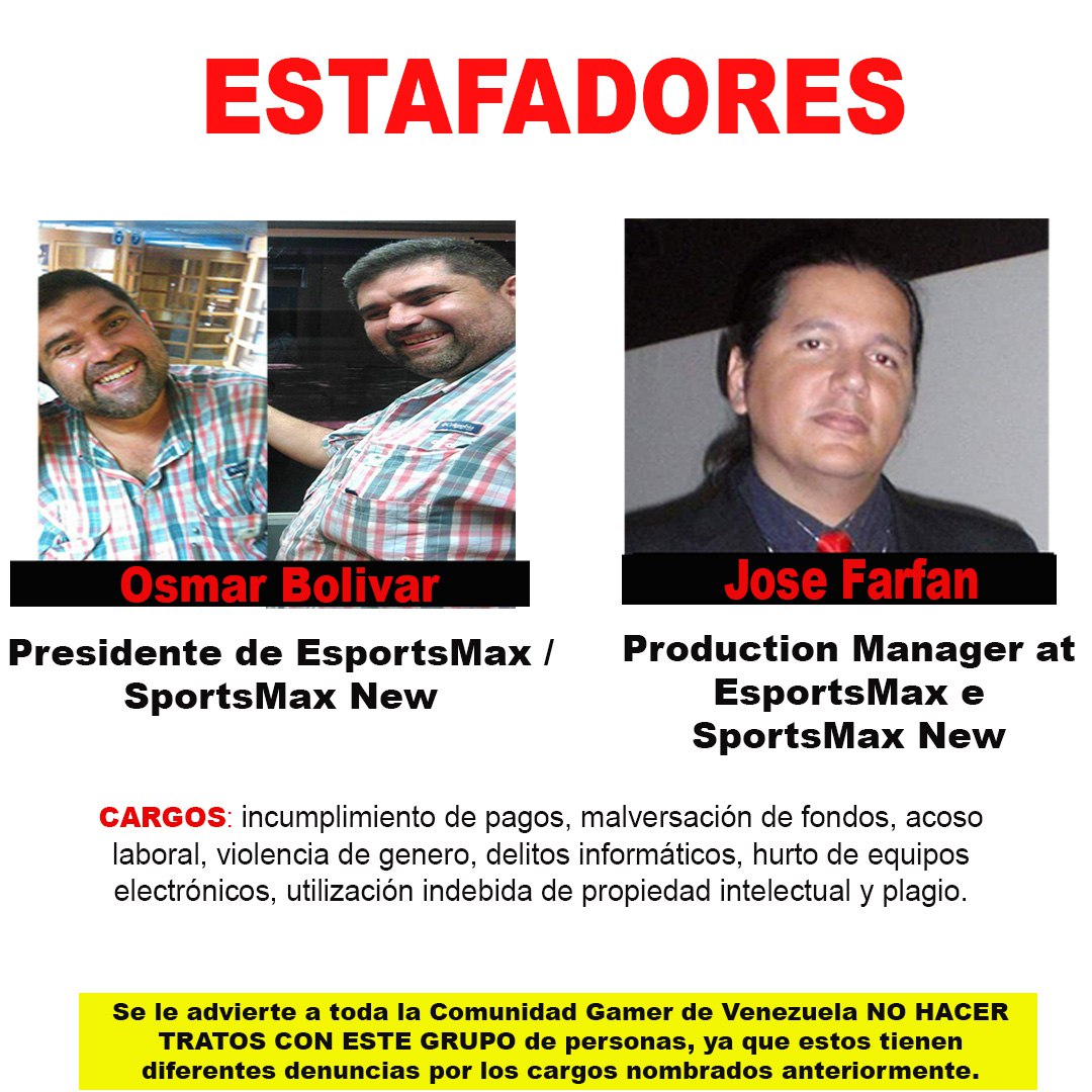 Los mas grandes estafadores de la TV venezolana, justicia para todos los afectados. 
Estos son los señores de Esports Max  Se le recomienda a la comunidad no hacer trato con ellos
#Venezuela #Esports #SimpleTV 
#TumundoInter #television #TV 
#Lacava #Carabobo  #Caracas #movilnet