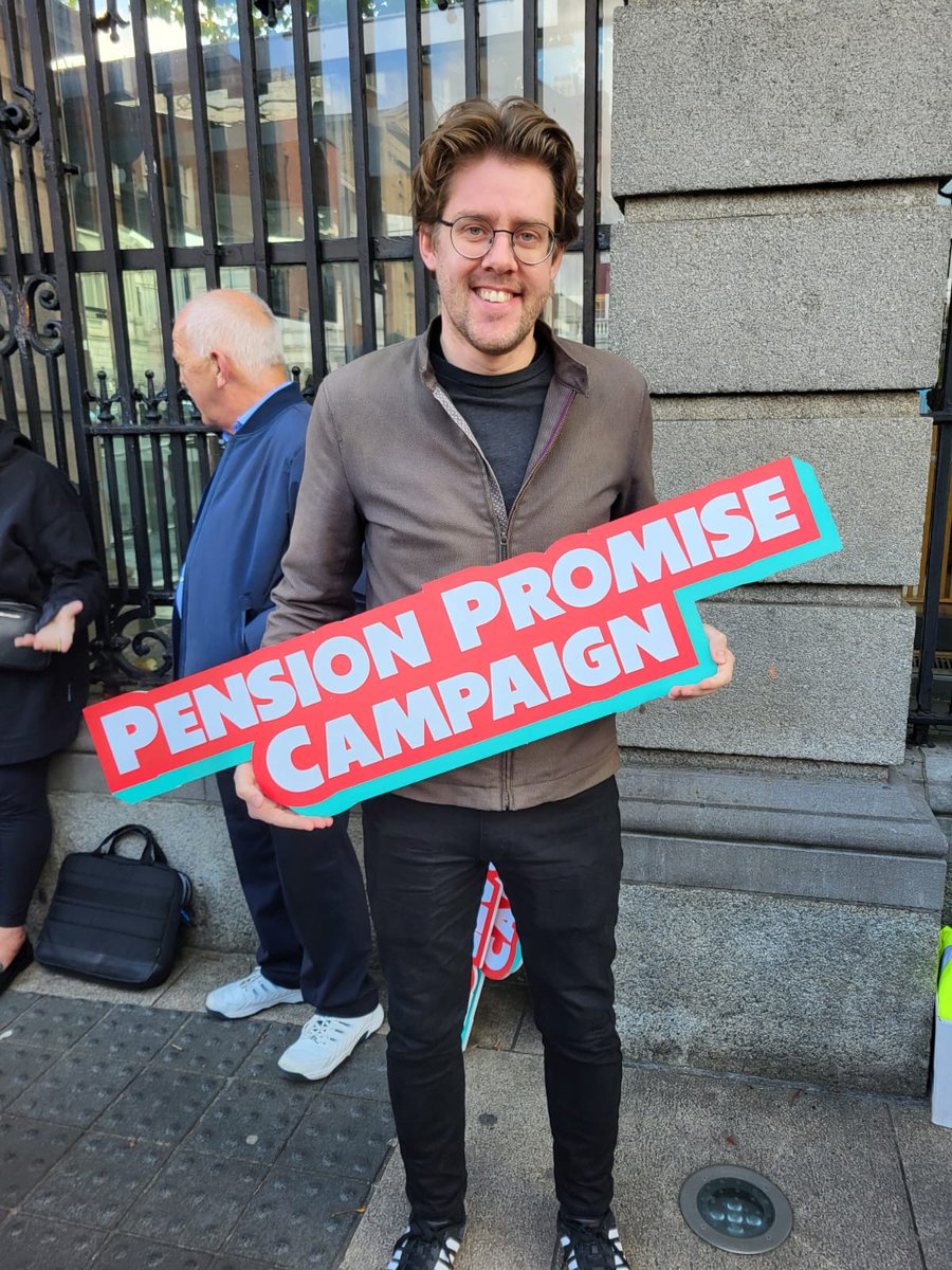 NWCI's tweet photo. The #PensionPromise Campaign arrived at Leinster House today ahead of next week's #Budget2024.
We're calling on Government to take the politics out of the State Pension, and to benchmark it at 34% of average earnings. https://t.co/fdpzwoukzT