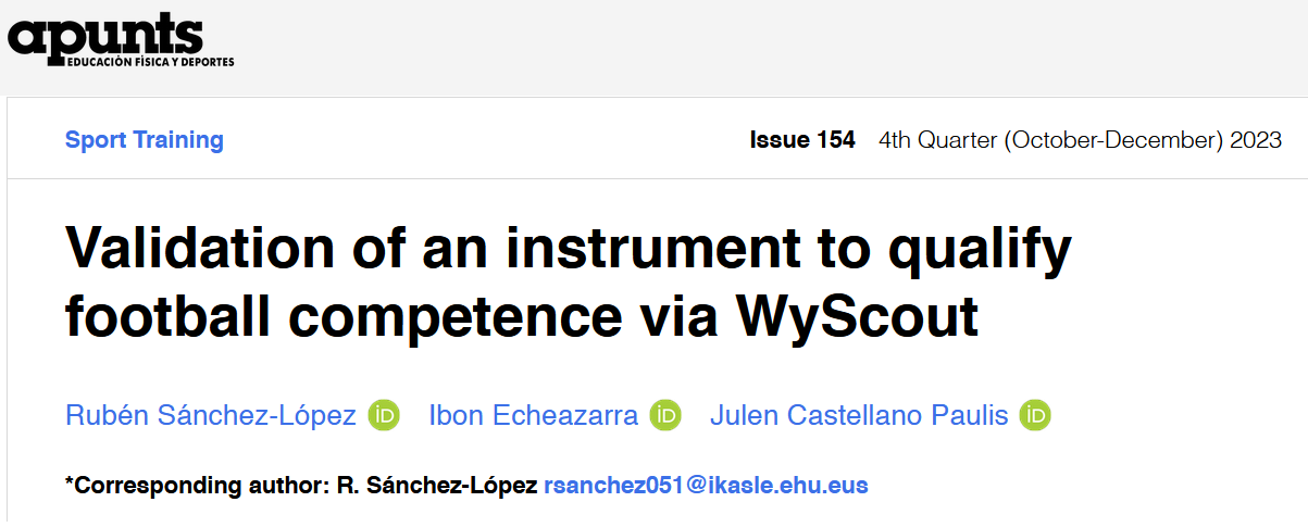 Validation of an instrument to qualify football competence via WyScout -  INEFC