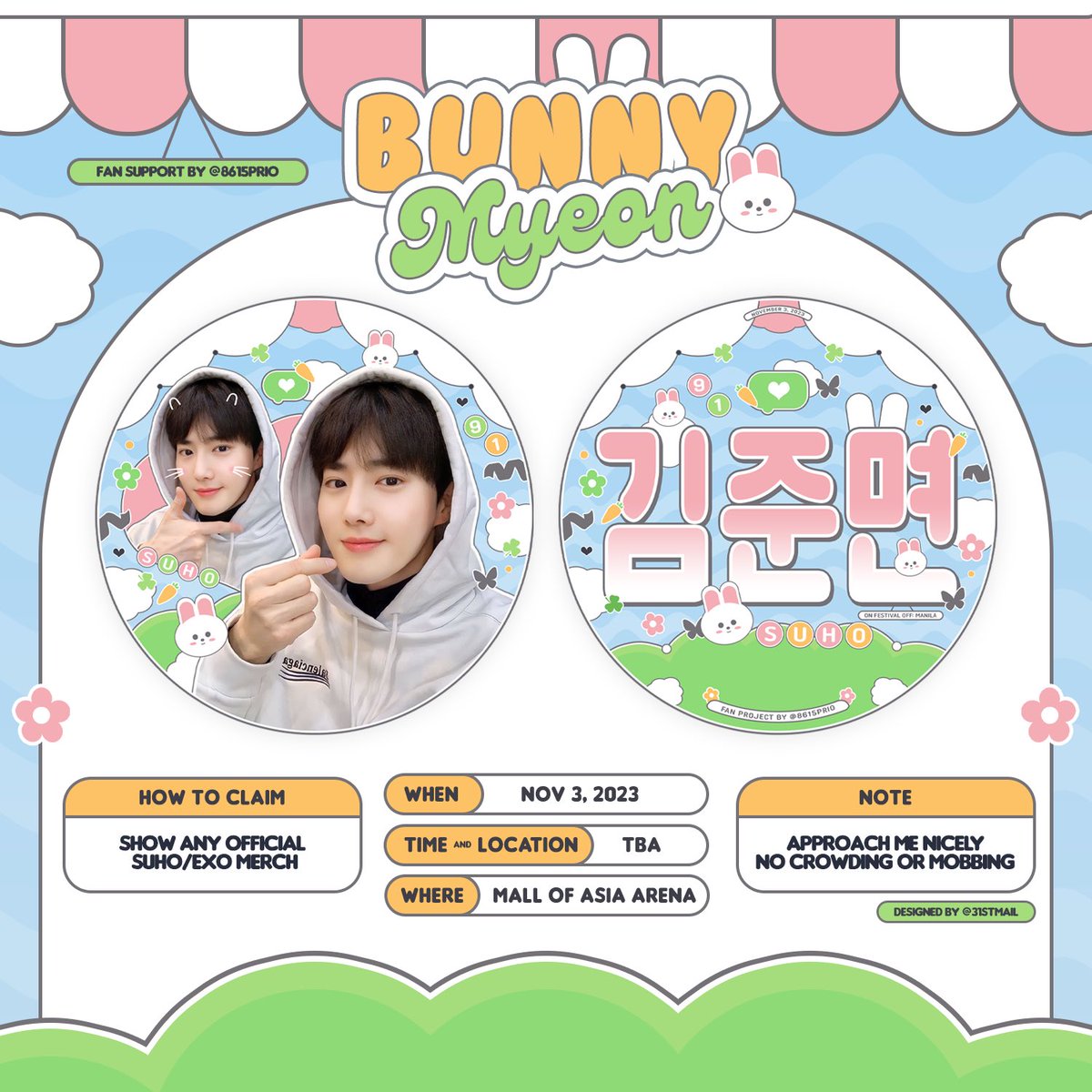 8615prio's tweet photo. ˗ˋˏ°• #ONMusicFestival •°ˎˊ˗
𓂃 a suho fan project / fan support by @8615prio 

    ୨୧ make reading a habit
    ୨୧ 1:1 ratio (limited quantity)
    ୨୧ donation form: https://t.co/GrwI6GAB2o

    see you there bunnyzens .ᐟ 🤍

— #8615projects 
🔖 on festival off manila junmyeon https://t.co/S9pBrKly2n
