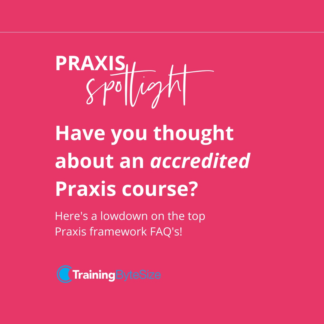 Trainingbytesiz's tweet image. Praxis Spotlight! 💡
Have you thought about an accredited Praxis course?
Swipe to find out the answers to out top FAQs.
Get in touch with us: learning@trainingbytesize.com
@apmg_international
#praxisframework #praxiscampaign #praxis #projectmanagement #projectmanager