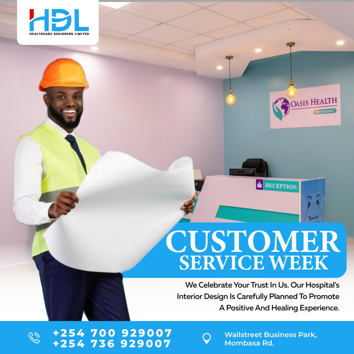 HealthDesignLtd's tweet photo. Happy Customer Week to our clients and potential clients in the health sector.
Together, we are designing a world of hope through effective healthcare facilities.
#healthcaredesigns
#healthcare https://t.co/sxhClxl7EU