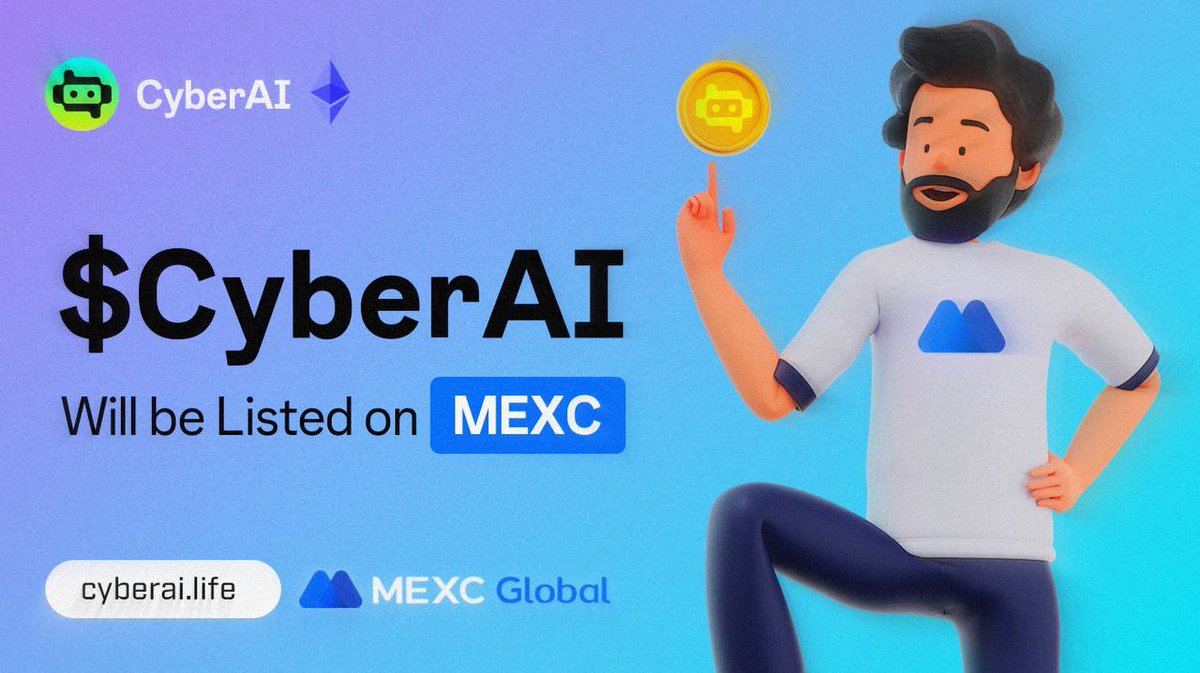 CyberAI (@cyberai1024) on Twitter photo ๐ Exciting times ahead for the #CyberAI family! We're thrilled to announce our upcoming listing on MEXC
Mark these dates ๐
:
๐ผ Deposit: 2023-10-03, 08:00 (UTC) 
๐ฅ Trading: 2023-10-04, 11:00 UTC
Thank you, #MEXC, for the warm welcome. Let's soar to new heights together! ๐โจ ๐ Exciting times ahead for the #CyberAI family! We're thrilled to announce our upcoming listing on MEXC
Mark these dates ๐
:
๐ผ Deposit: 2023-10-03, 08:00 (UTC) 
๐ฅ Trading: 2023-10-04, 11:00 UTC
Thank you, #MEXC, for the warm welcome. Let's soar to new heights together! ๐โจ
