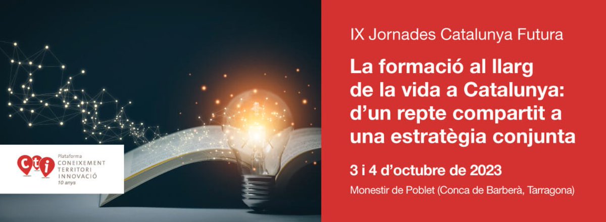 Les institucions d’edu superior tenen un paper clau en la formació no sols dels joves, sinó també d'altres segments de la població poc presents en aquestes institucions.
🗓️Les #IXJornadesCatalunyaFutura treballen l'estratègia conjunta x a la formació al llarg de la vida a Cat🗨️💡