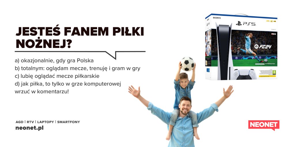 NEONET_SA's tweet photo. Dla wszystkich mniejszych i większych fanów piłki nożnej mamy coś, co sprawdzi się idealnie! 😀 https://t.co/uO2NzkMj46 💪 Poczuj piłkarskie emocje nie ruszając się z kanapy! Zagrasz w najnowszą grę FC24? 😍 https://t.co/5rf0iejEed