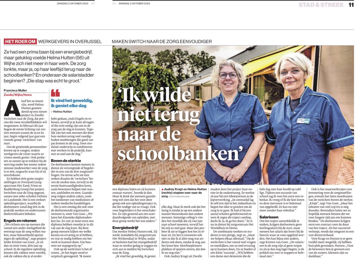 Westrik's tweet photo. Salaris en opleidingsduur grootste struikelblokken voor overstap naar de #zorg. #switchen #overstappen https://t.co/soIGtqps6q