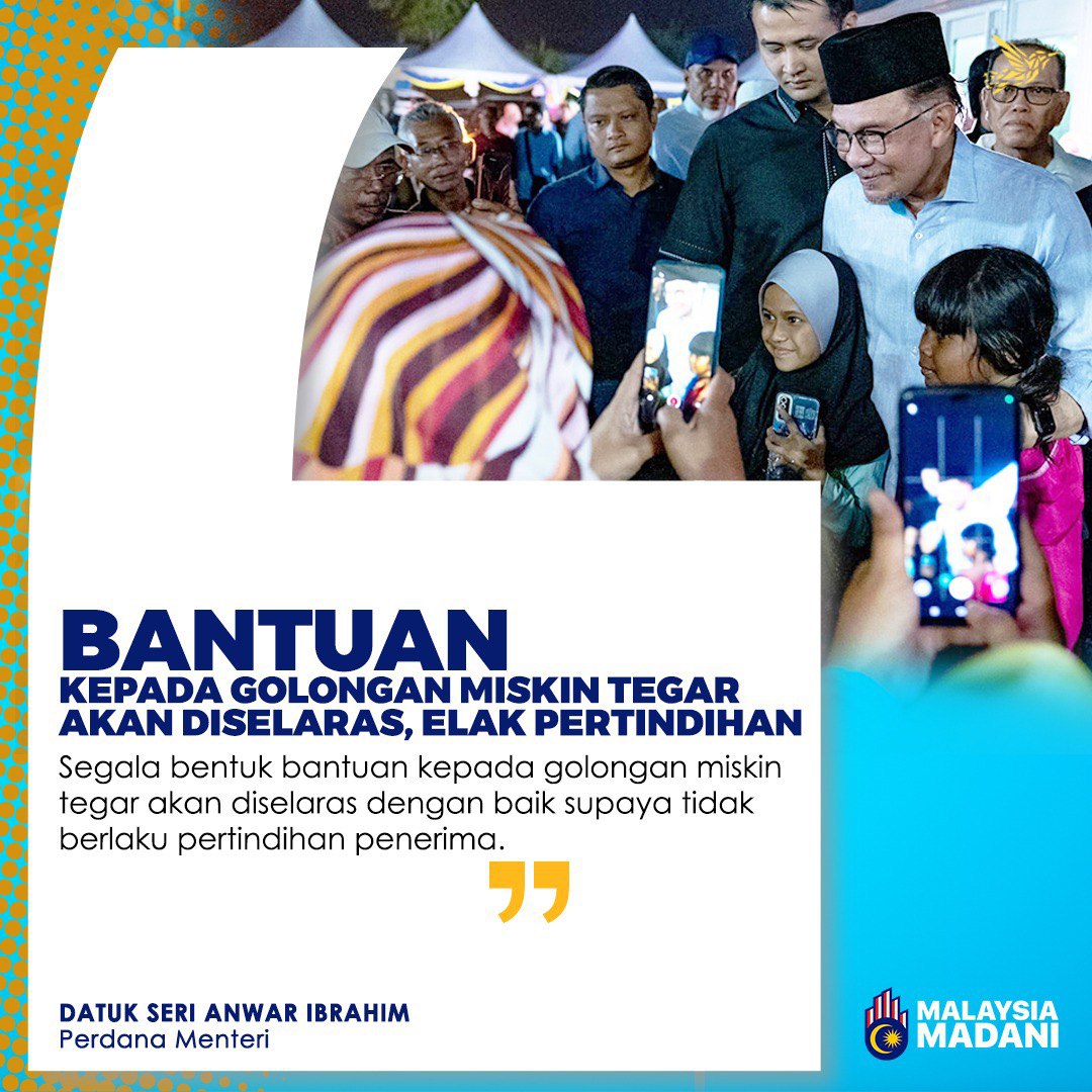 Bantuan kepada miskin tegar akan diselaraskan...
#MalaysiaMADANI #DemiRakyatCH #AnwarIbrahim #PMX